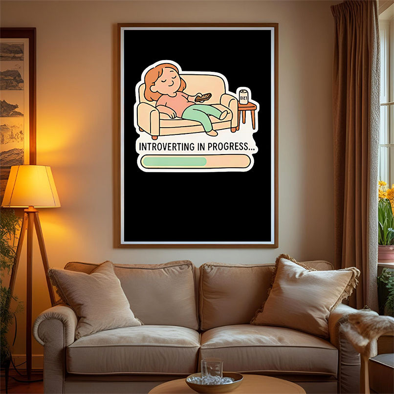 Introverting in Progress Funny Social Battery cartoon shirt Introverting in Progress Funny Social Battery cartoon shirt