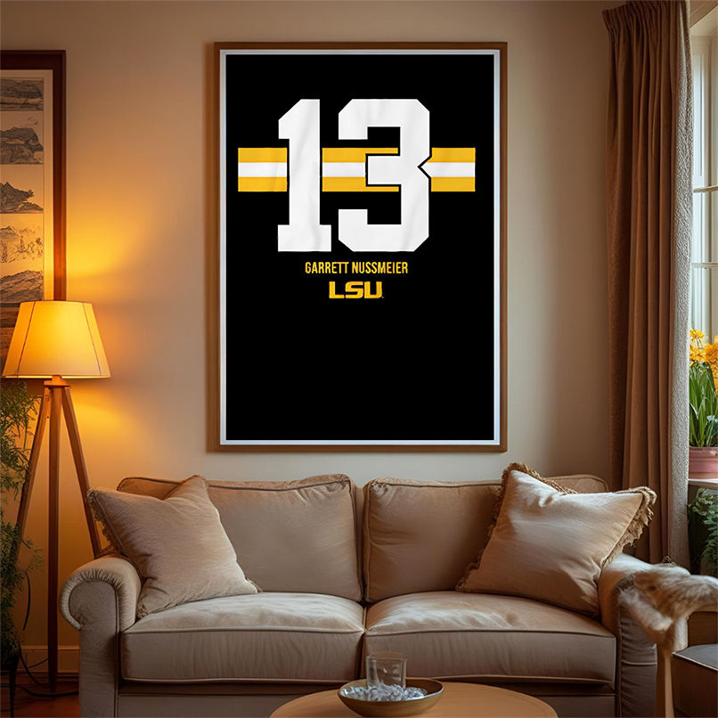 LSU Football Garrett Nussmeier Name Number 13 Stripe shirt LSU Football Garrett Nussmeier Name Number 13 Stripe shirt