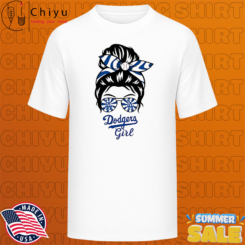 Los Angeles Dodgers Girl Messy Bun Glasses shirt