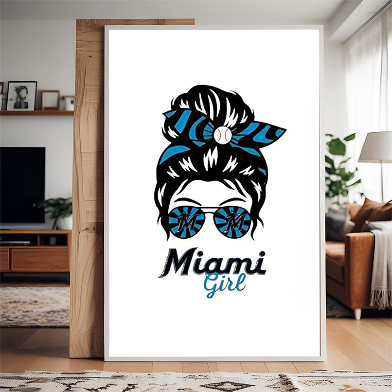 Miami Marlins Girl Messy Bun Glasses shirt Miami Marlins Girl Messy Bun Glasses shirt
