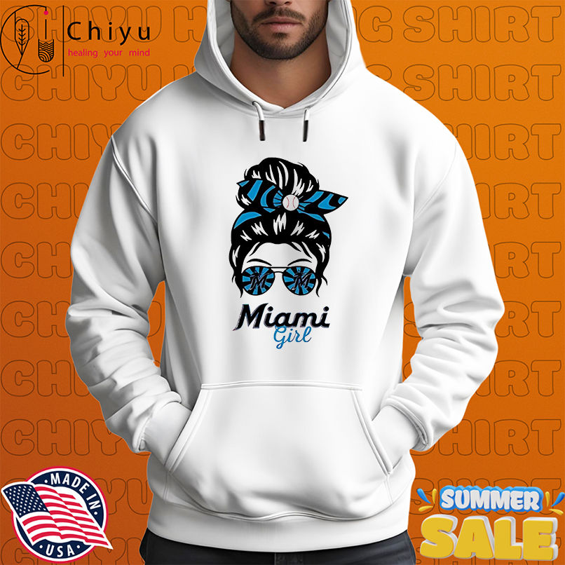 Miami Marlins Girl Messy Bun Glasses shirt Miami Marlins Girl Messy Bun Glasses shirt