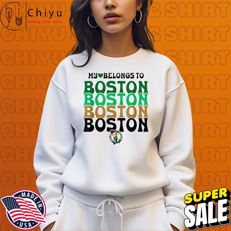 NBA My Heart Belongs To Boston Celtics Vintage Logo Stack shirt