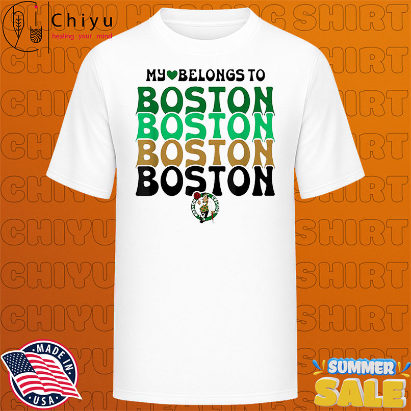 NBA My Heart Belongs To Boston Celtics Vintage Logo Stack shirt