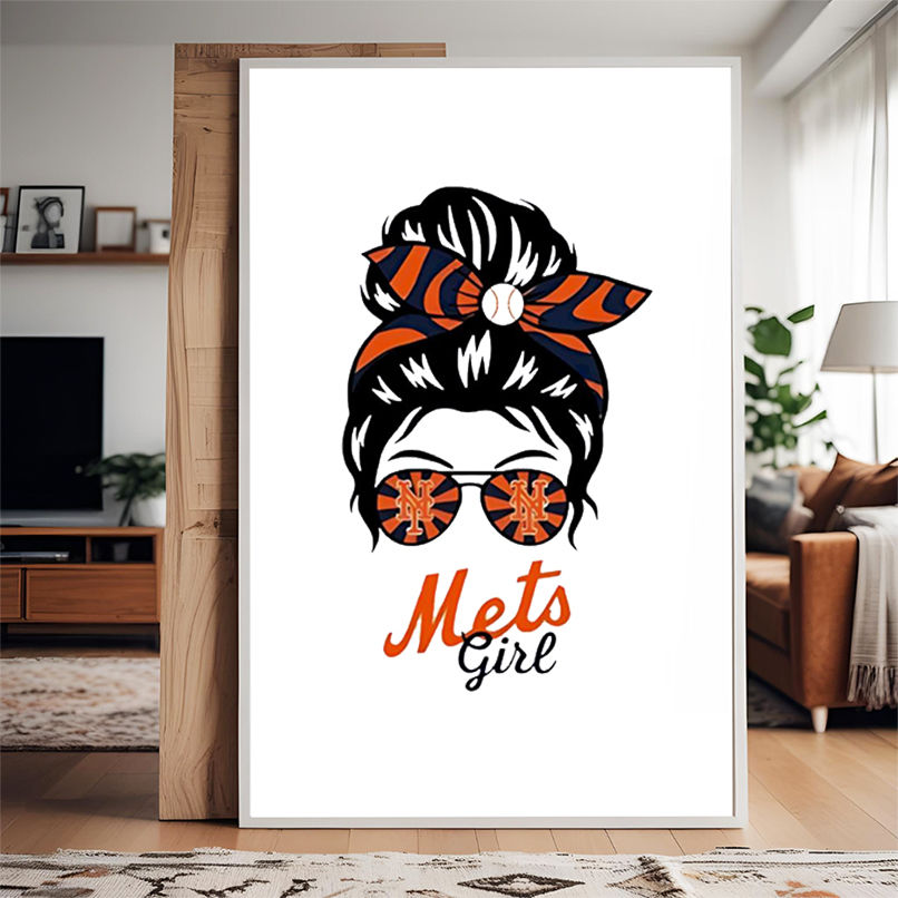 New York Mets Girl Messy Bun Glasses shirt New York Mets Girl Messy Bun Glasses shirt