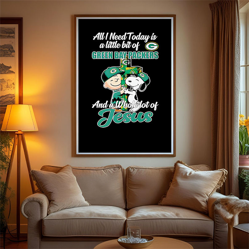 Peanuts Snoopy all I need today is a little bit of Green Bay Packers and a whole lot of Jesus shirt Peanuts Snoopy all I need today is a little bit of Green Bay Packers and a whole lot of Jesus shirt