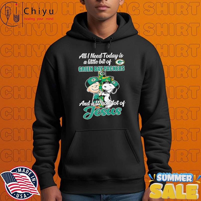 Peanuts Snoopy all I need today is a little bit of Green Bay Packers and a whole lot of Jesus shirt Peanuts Snoopy all I need today is a little bit of Green Bay Packers and a whole lot of Jesus shirt