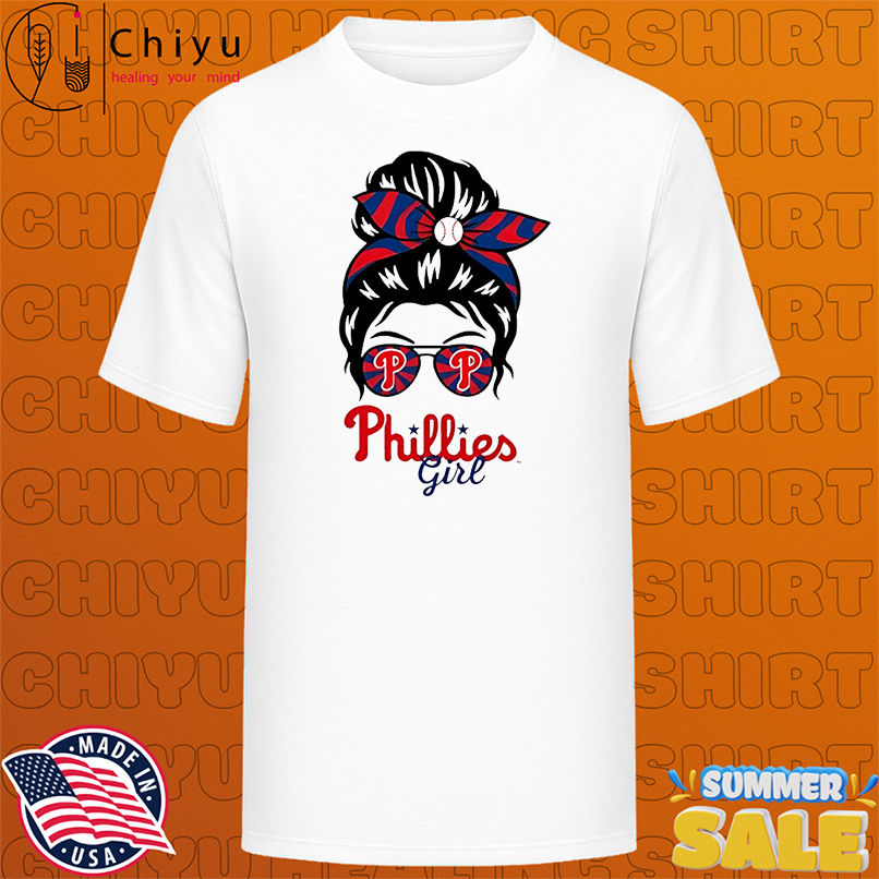 Philadelphia Phillies Girl Messy Bun Glasses shirt