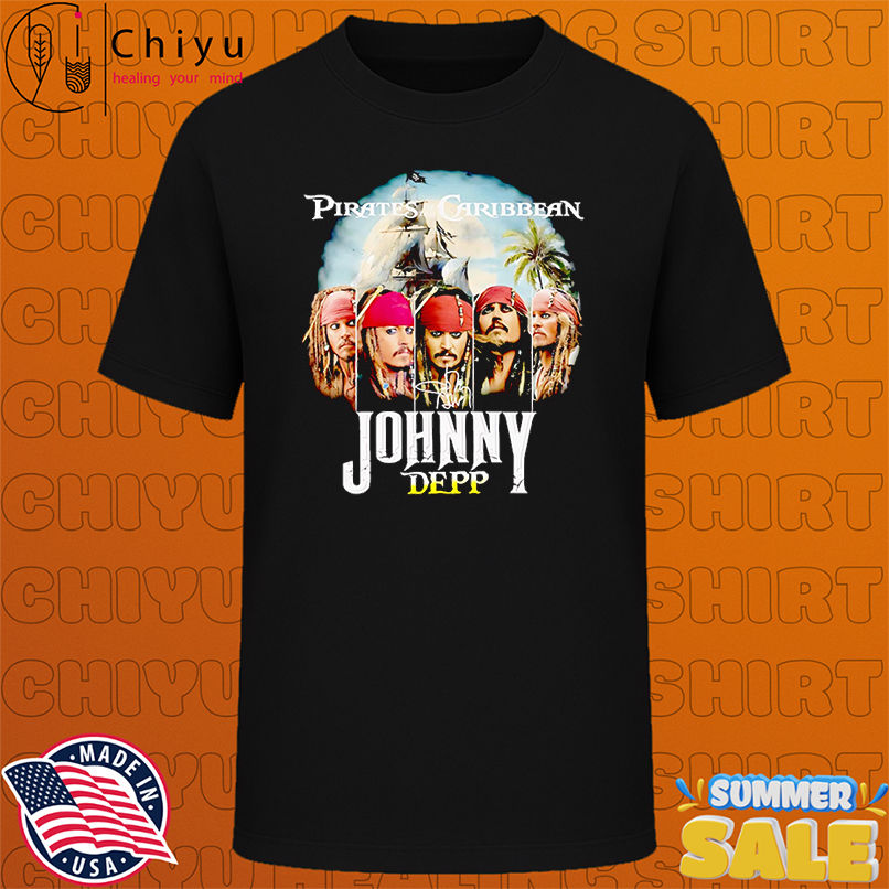 Pirates Caribbean Johnny Depp signature shirt