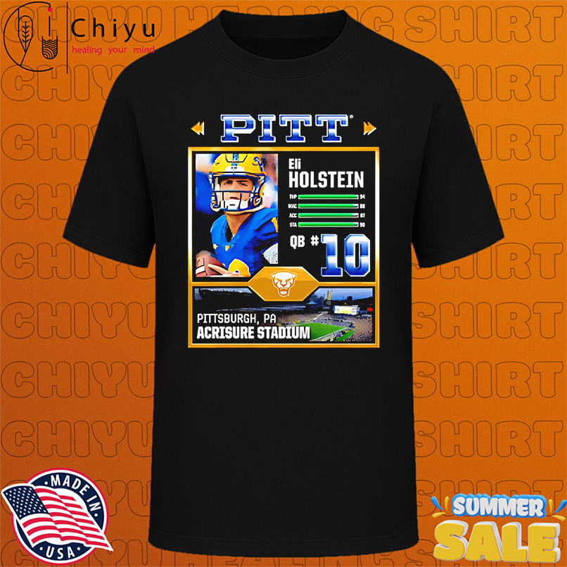 Pitt Panthers Eli Holstein #10 Black Acrisore Stadium shirt