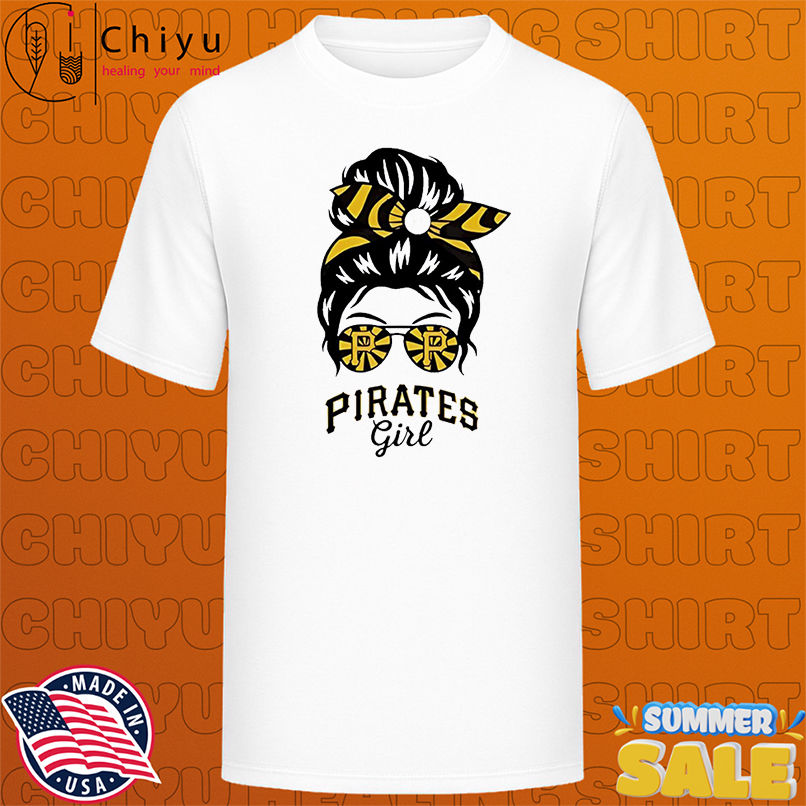 Pittsburgh Pirates Girl Messy Bun Glasses shirt