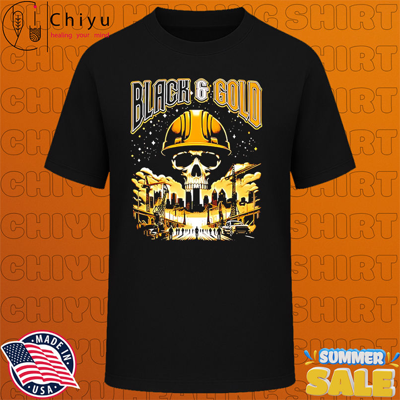 Pittsburgh Steelers Black and Gold Skull helmet shirt
