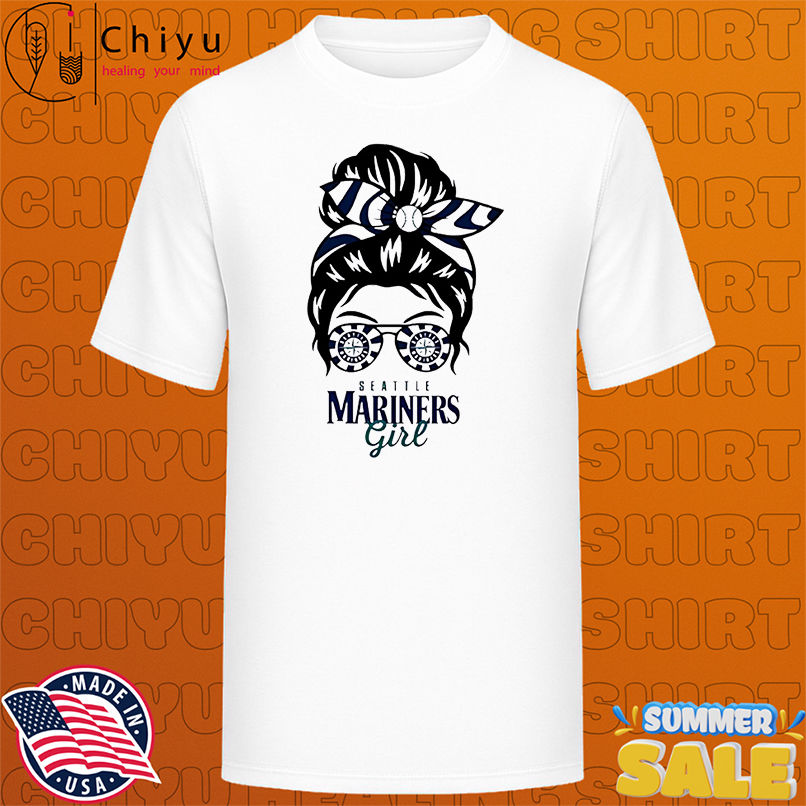 Seattle Mariners Girl Messy Bun Glasses shirt