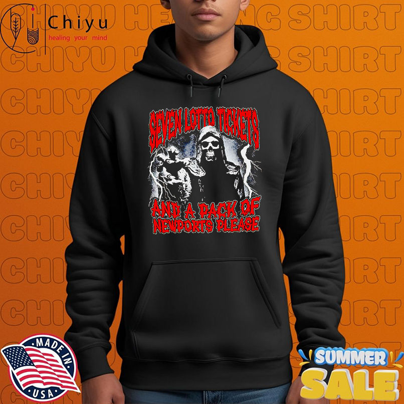 Seven lotto tickets and a pack of newports please shirt