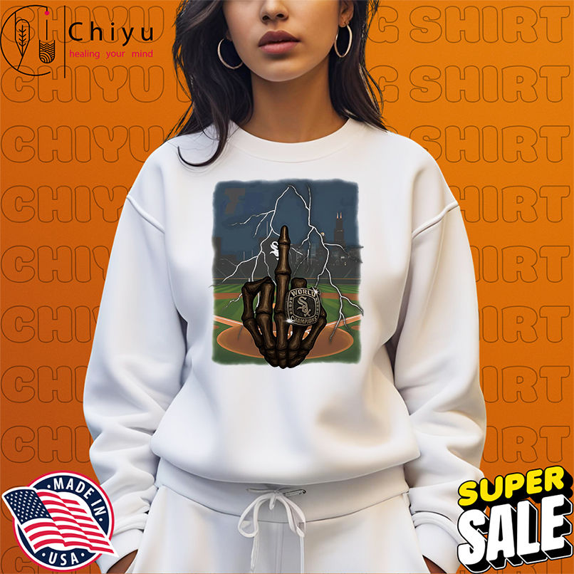 Skeleton middle finger Chicago White Sox Champions shirt Skeleton middle finger Chicago White Sox Champions shirt