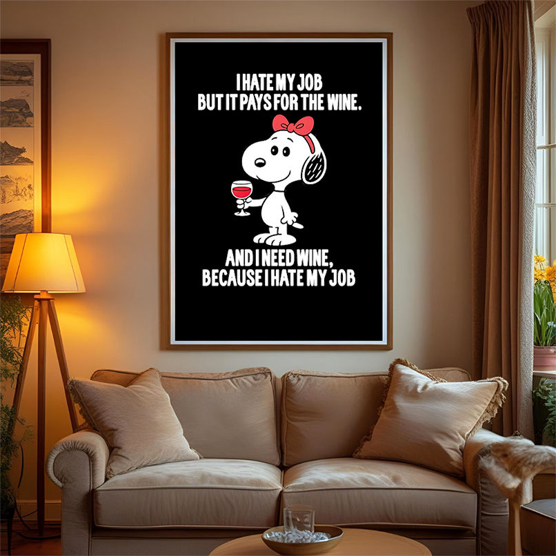 Snoopy I hate my job but it pays for the wine shirt Snoopy I hate my job but it pays for the wine shirt
