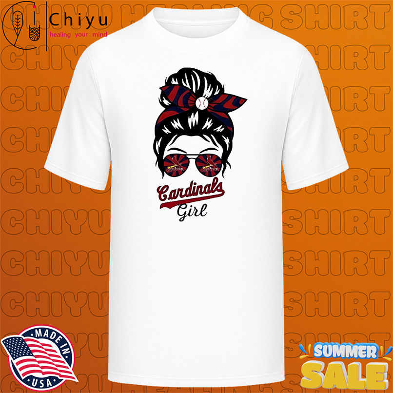 St. Louis Cardinals Girl Messy Bun Glasses shirt