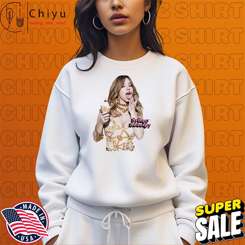 Sydney Sweeney licking ice cream shirt
