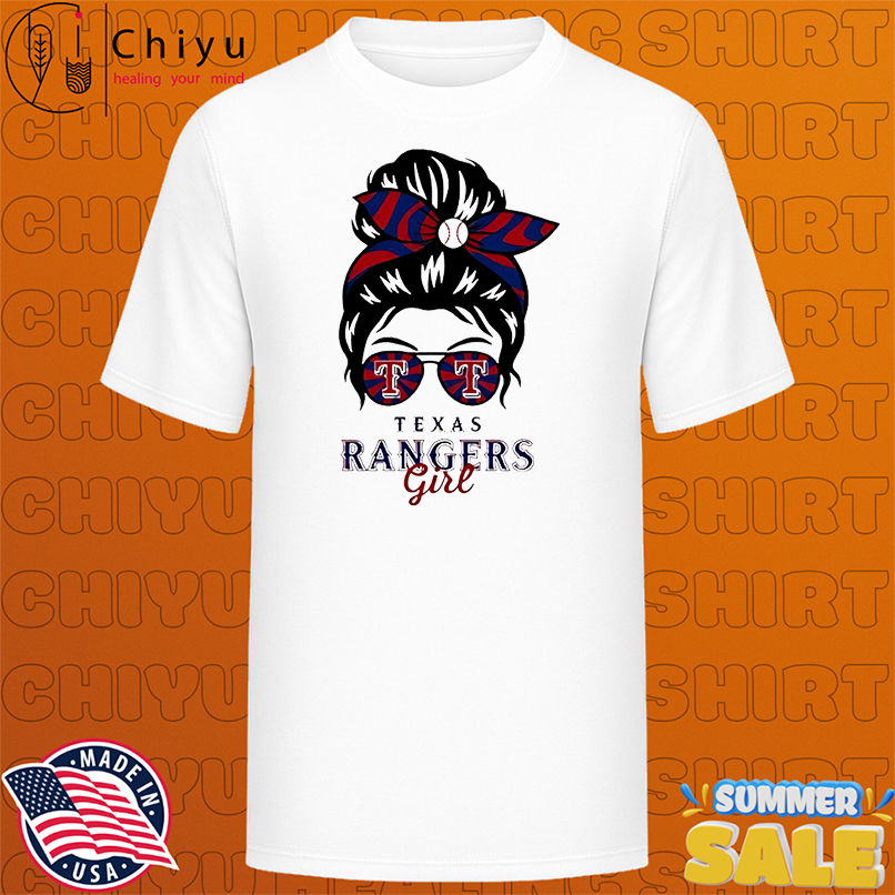 Texas Rangers Girl Messy Bun Glasses shirt