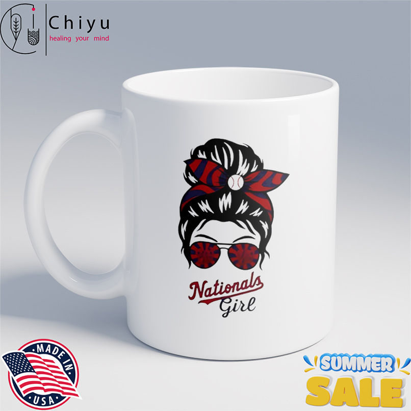 Washington Nationals Girl Messy Bun Glasses shirt