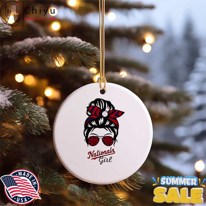 Washington Nationals Girl Messy Bun Glasses shirt