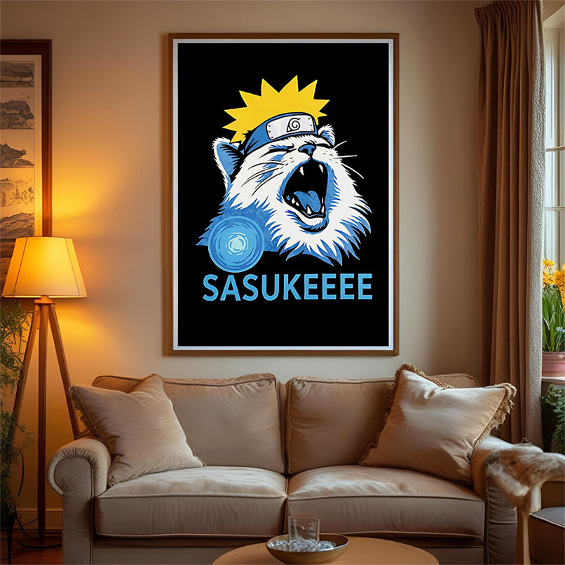Yellow ninja cat Sasukeeee shirt Yellow ninja cat Sasukeeee shirt