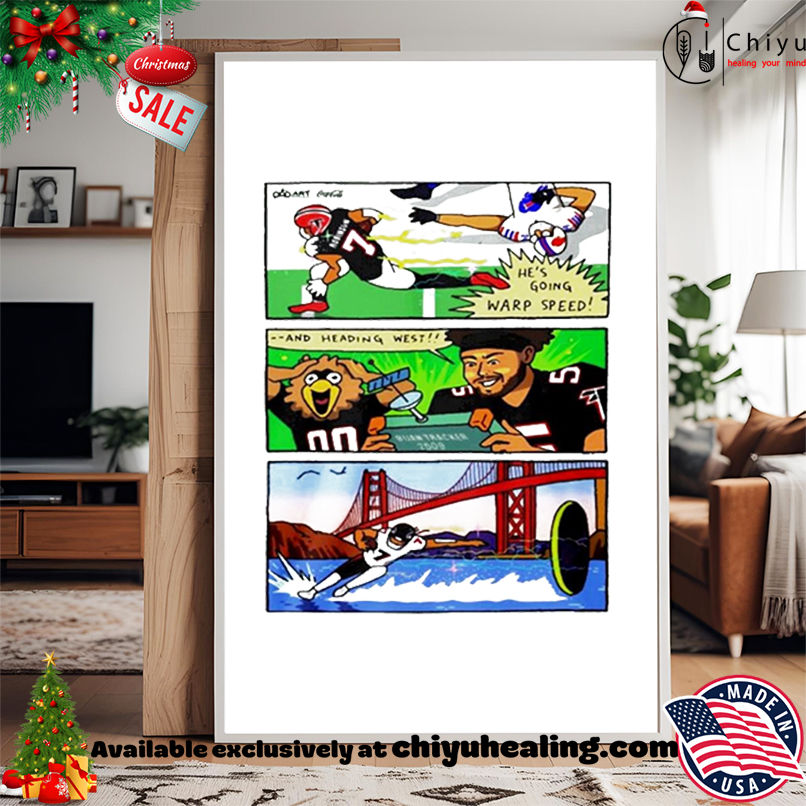 Atlanta Falcons he's going warp speed comic shirt, Hoodie, Sweatshirt, Poster Canvas, Mug, Ornaments