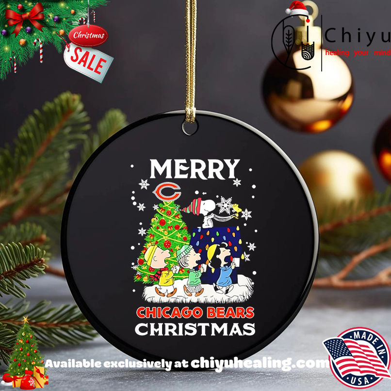 Peanuts Characters x Chicago Bears Merry Christmas shirt, Hoodie, Sweatshirt, Poster Canvas, Mug, Ornaments