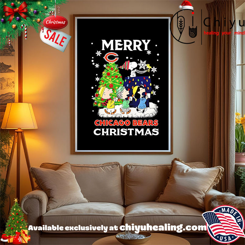 Peanuts Characters x Chicago Bears Merry Christmas shirt, Hoodie, Sweatshirt, Poster Canvas, Mug, Ornaments