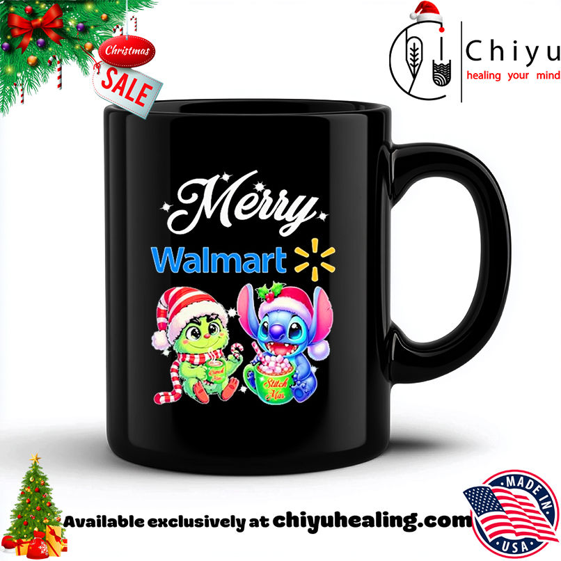 Stitch and Grinch merry Christmas X Walmart logo shirt, Hoodie, Sweatshirt, Poster Canvas, Mug, Ornaments