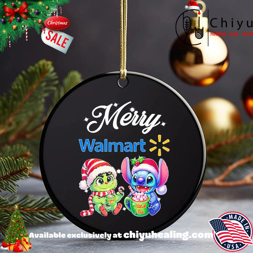 Stitch and Grinch merry Christmas X Walmart logo shirt, Hoodie, Sweatshirt, Poster Canvas, Mug, Ornaments