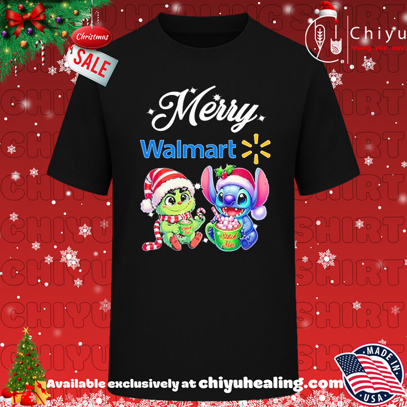 Stitch and Grinch merry Christmas X Walmart logo shirt, Hoodie, Sweatshirt, Poster Canvas, Mug, Ornaments