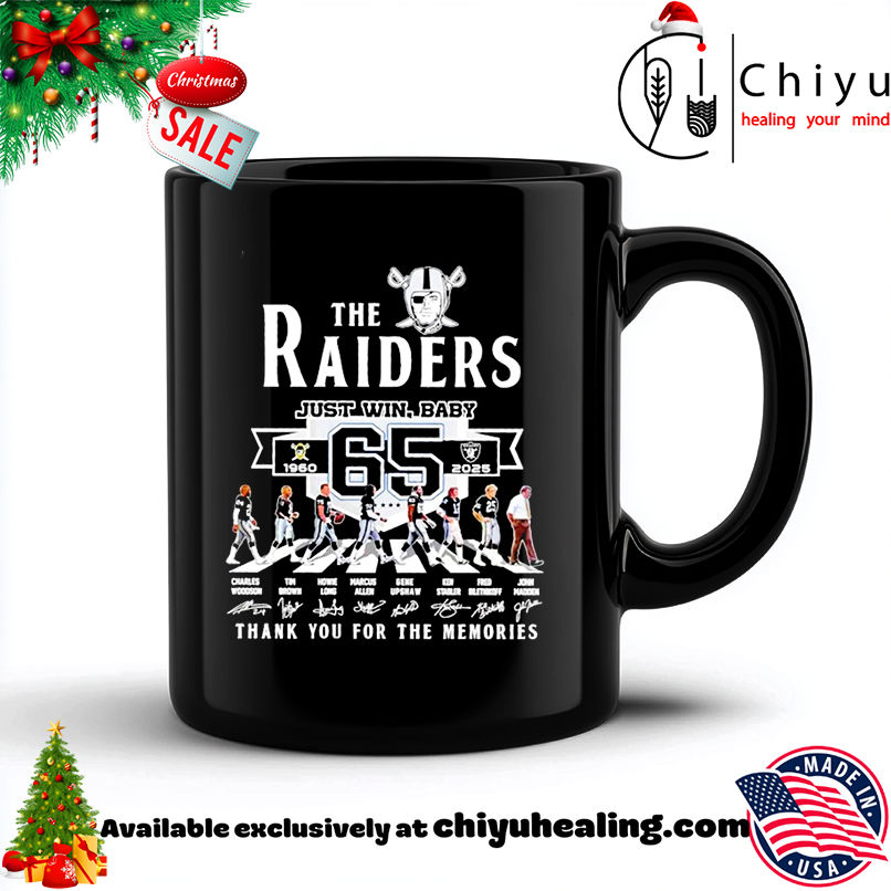 The Las Vegas Raidersjust win baby 65 years 1960 n2025 signatures shirt, Hoodie, Sweatshirt, Poster Canvas, Mug, Ornaments