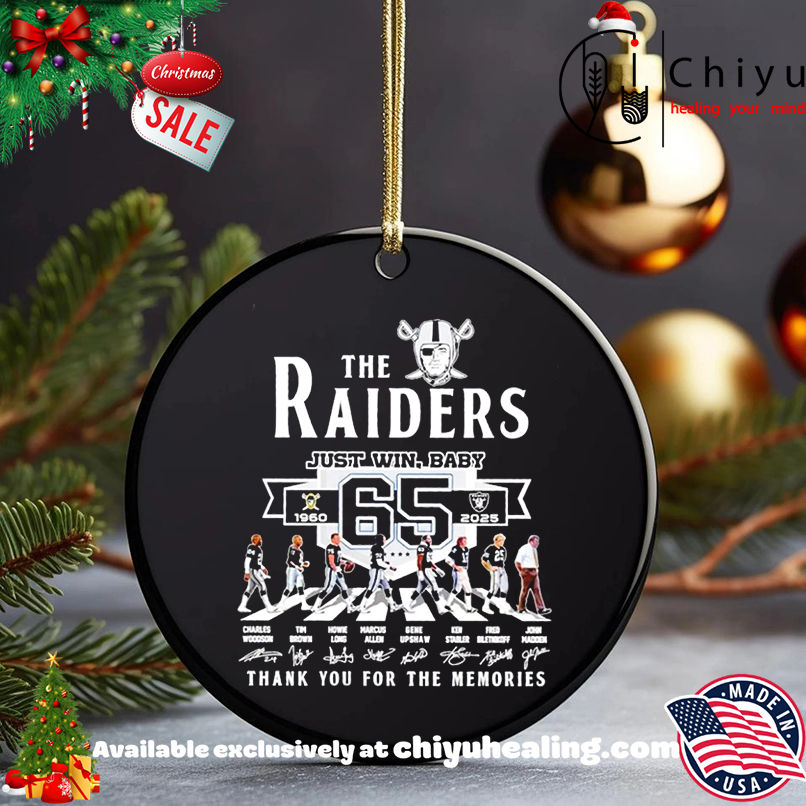 The Las Vegas Raidersjust win baby 65 years 1960 n2025 signatures shirt, Hoodie, Sweatshirt, Poster Canvas, Mug, Ornaments