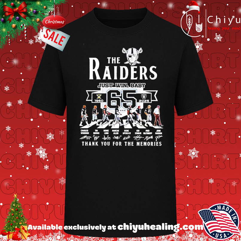 The Las Vegas Raidersjust win baby 65 years 1960 n2025 signatures shirt, Hoodie, Sweatshirt, Poster Canvas, Mug, Ornaments