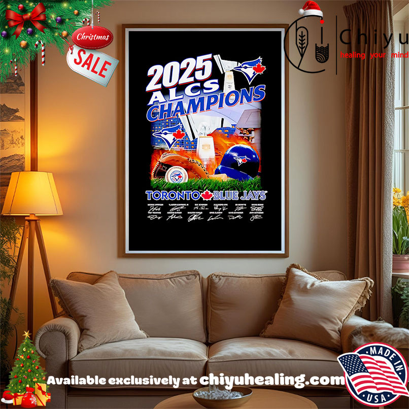 2025 ALCS Champions Toronto Blue Jays fire helmet signatures shirt, Hoodie, Sweatshirt, Poster Canvas, Mug, Ornaments