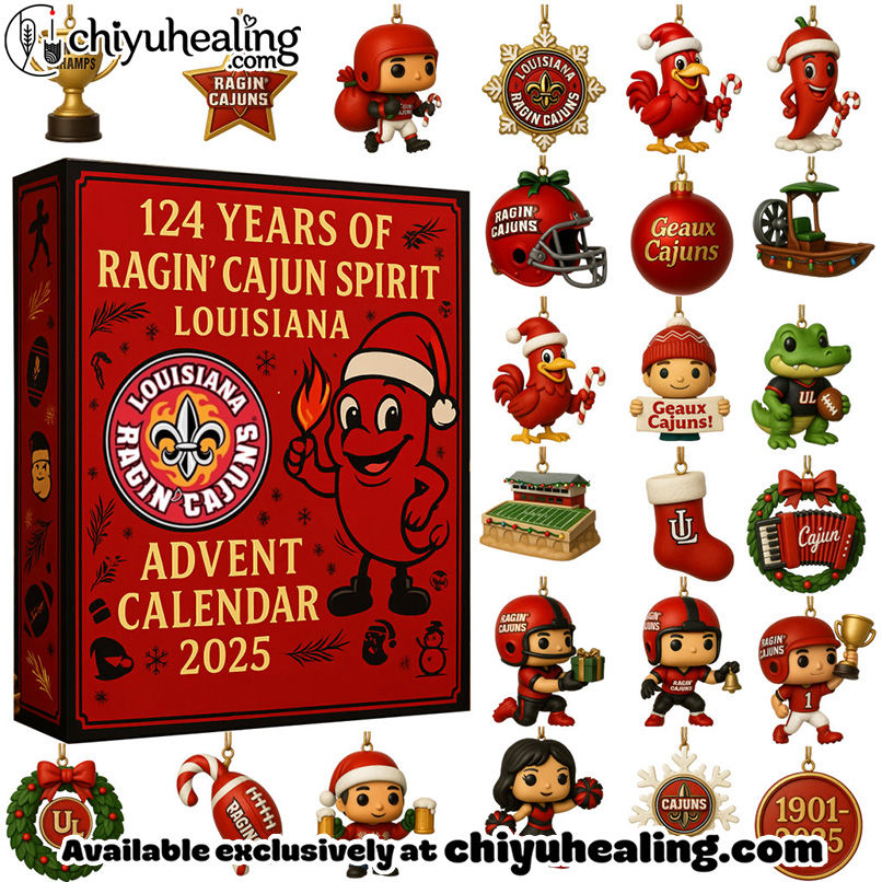 2025 Louisiana Ragin' Cajuns Advent Calendar, Christmas Countdown Advent Calendar Gift Box with 24 Acrylic Ornaments 6 2025 Louisiana Ragin