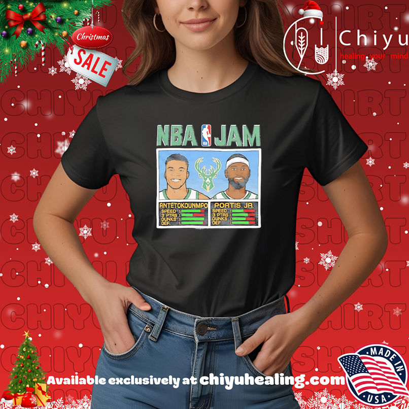 Antetokounmpo And Portis Jr NBA Jam Milwaukee Bucks shirt, Hoodie, Sweatshirt, Poster Canvas, Mug, Ornaments