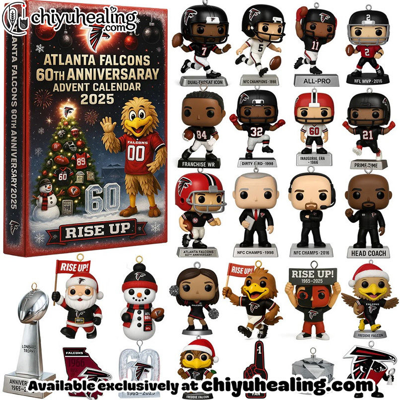 Atlanta Falcons Advent Calendar 2025 60TH ANNIVERSARY Christmas Gift, Christmas Idea, Christmas Countdown Advent Calendar Gift Box with 24 Acrylic Ornaments