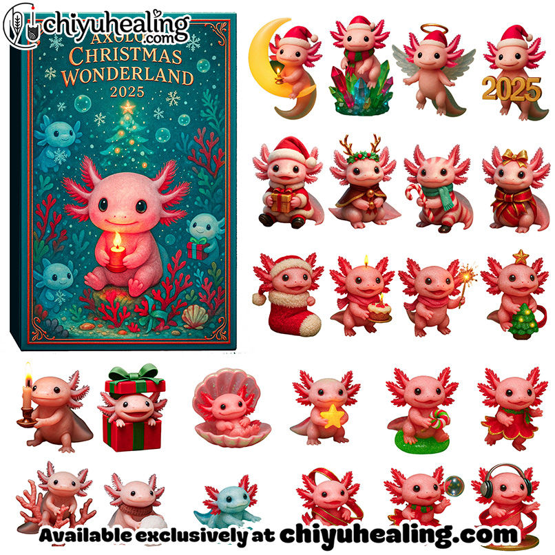 Axolotl Christmas Wonderland 2025 Advent Calendar, Christmas Countdown Advent Calendar Gift Box with 24 Acrylic Ornaments
