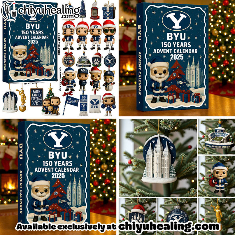 BYU Cougars Football Advent Calendar 2025, Christmas Countdown Advent Calendar Gift Box with 24 Acrylic Ornaments