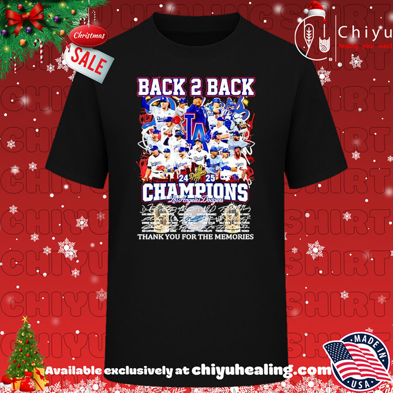 Back 2 back Los Angeles Dodgers Champions thank you for the memories signature T-shirt, Hoodie, Sweatshirt, Poster Canvas, Mug, Ornaments