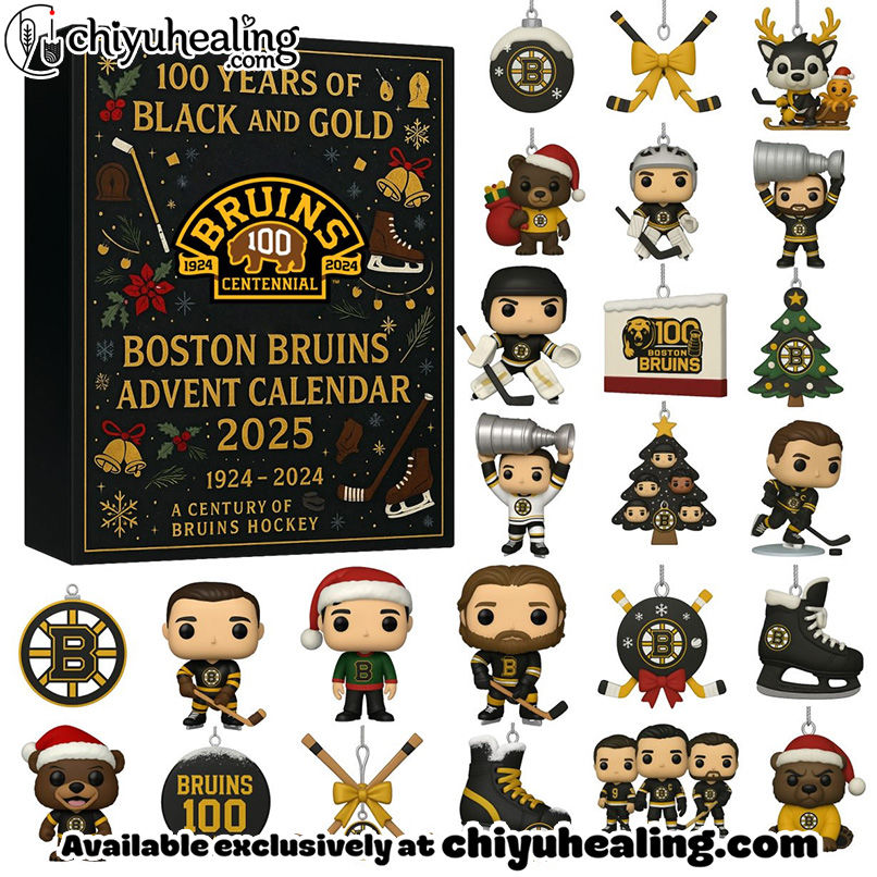 Boston Bruins Advent Calendar, Christmas Countdown Advent Calendar Gift Box with 24 Acrylic Ornaments