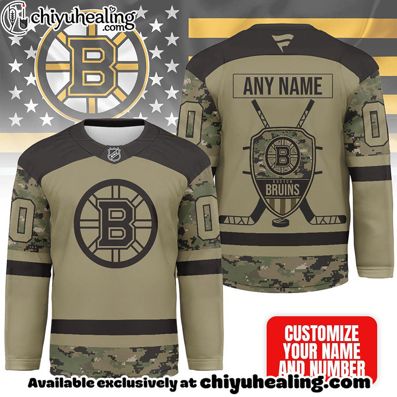 Boston Bruins - Premium NHL Camo Army Hockey Jersey