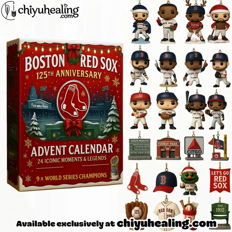 Boston Red Sox Advent Calendar 2025 125TH ANNIVERSARY Christmas Gift, Christmas Idea, Christmas Countdown Advent Calendar Gift Box with 24 Acrylic Ornaments