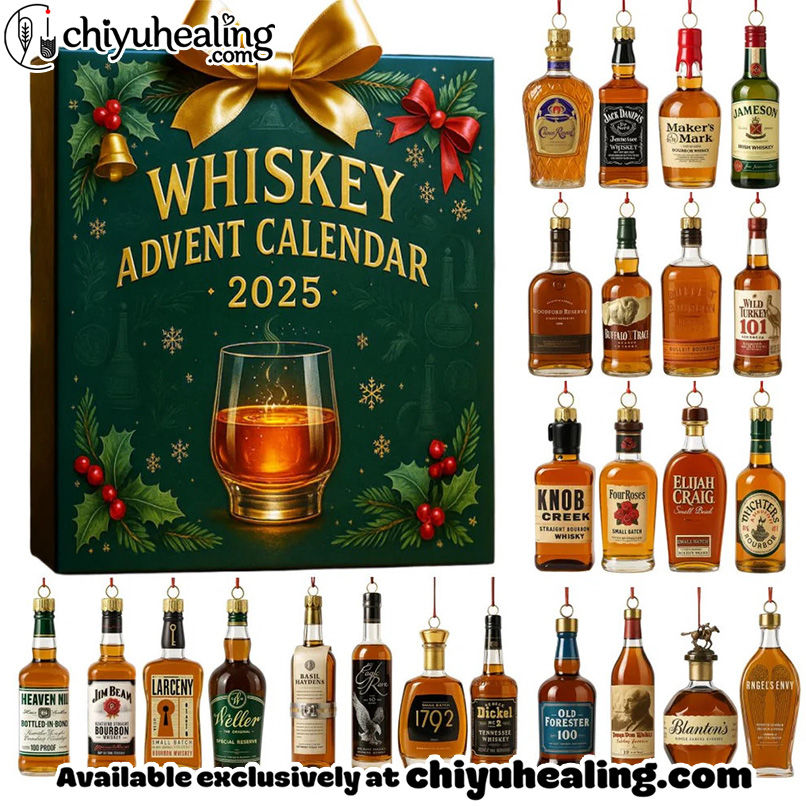Bourbon Whiskey Advent Calendar, Christmas Countdown Advent Calendar Gift Box with 24 Acrylic Ornaments