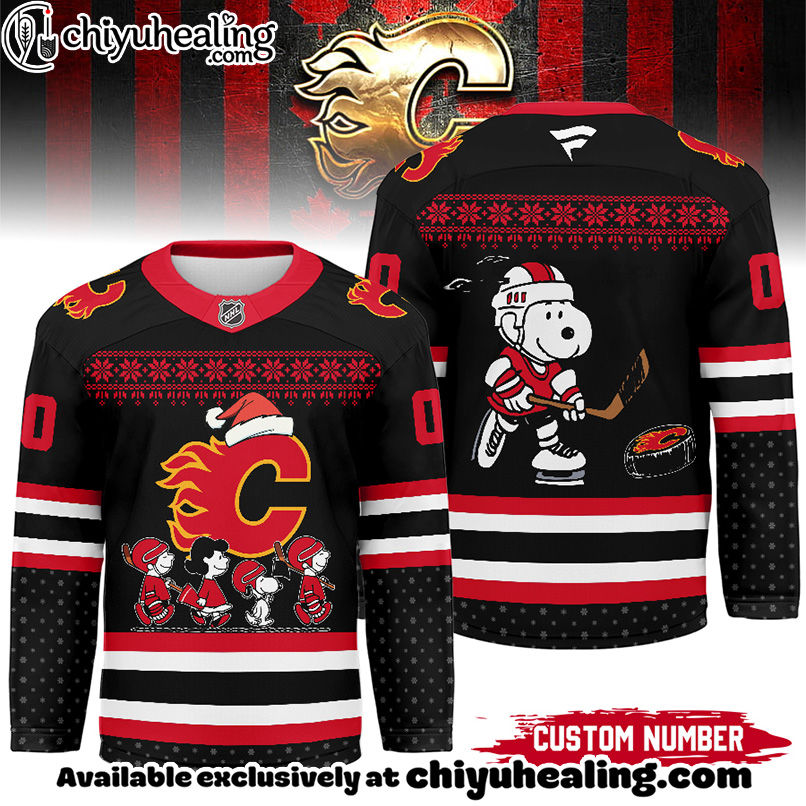 Calgary Flames - Premium NHL Peanuts Snoopy Hockey Jersey Ver 2