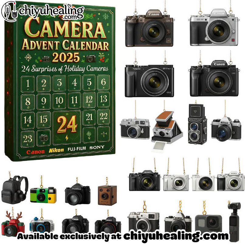 Camera Advent Calendar 2025, Christmas Countdown Advent Calendar Gift Box with 24 Acrylic Ornaments