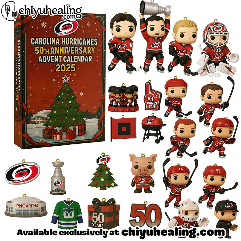 Carolina Hurricanes Advent Calendar, Christmas Countdown Advent Calendar Gift Box with 24 Acrylic Ornaments