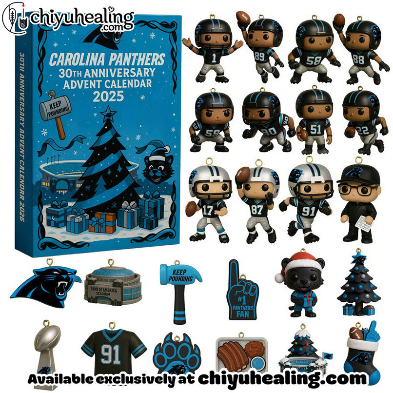 Carolina Panthers Advent Calendar 2025 30TH ANNIVERSARY Christmas Gift, Christmas Idea, Christmas Countdown Advent Calendar Gift Box with 24 Acrylic Ornaments
