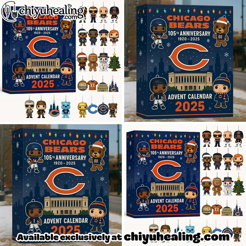 Chicago Bears 2025 Advent Calendar 105th anniversary (1920 - 2025) Christmas Idea, Christmas Gift, Christmas Countdown Advent Calendar Gift Box with 24 Acrylic Ornaments